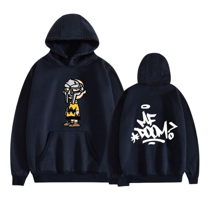 MF DOOM Character Graffiti Double Sided Hoodie Navy