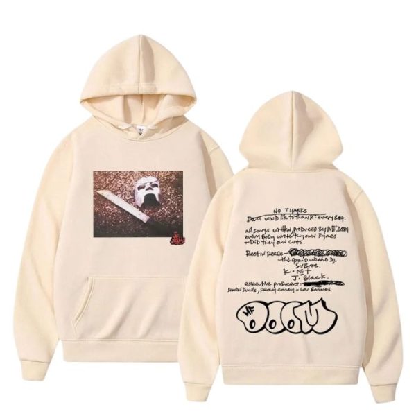 MF DOOM Madvillain Note & Mask Double Sided Hoodie Beige