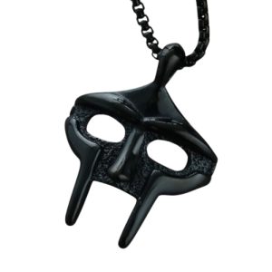 MF DOOM Necklace Textured Black Glossy Mask Pendant Design GÇô Bold Villain Face Hip Hop