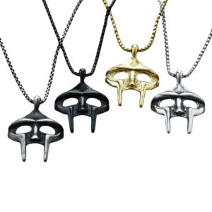 MF DOOM Villain Mask Necklace 4 Piece Set Matte Gloss Gold