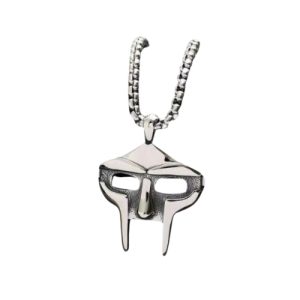 Polished MF DOOM Mask Pendant Necklace Stainless Steel Box Chain