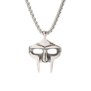 Shiny Chrome MF DOOM Mask Pendant Smooth Texture