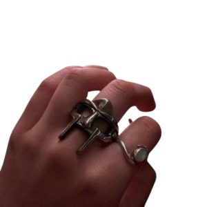 Silver MF DOOM Mask Ring Bold Statement Hip