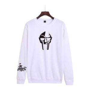 White MF DOOM Sweatshirt Printed Villain Mask Long Sleeve