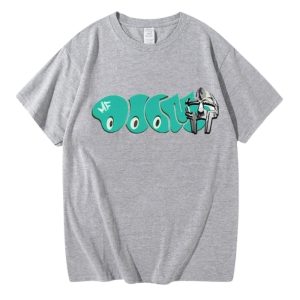 MF Doom Letter Grey T Shirt Streetwear Style