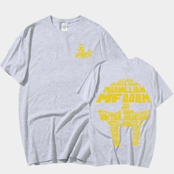 MF DOOM All Caps T-Shirt – Madvillain Aliases & Mask Graphic