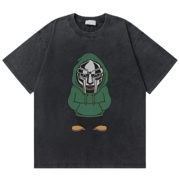 MF DOOM Hooded Mask T-Shirt – Exclusive Black Washed Streetwear
