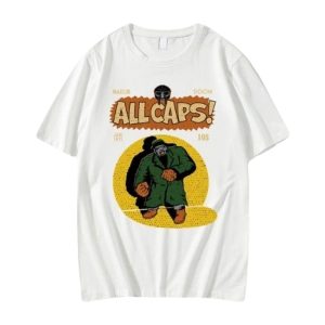 MF Doom T Shirt ALL Caps Camisa Hip Hop Rock And Roll Doom