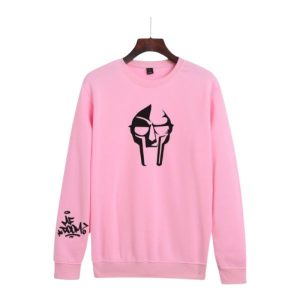 Pink MF DOOM Sweatshirt Villain Mask Print Long Sleeve